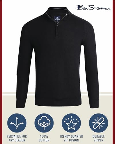 Ben Sherman Men's Sweater - Long Sleeve Quarter-Zip Pullover Cotton Sweater - Casual Sweaters for Men (Sizes: S-XL)2