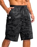 G Gradual Men's Athletic Shorts with Pockets 11' Long Basketball Shorts Lightweight Quick Dry Gym Workout Shorts for Men(Gray Camo,L)