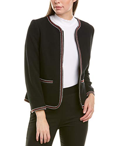 Anne Klein Women's  Collarless Jacket with Braided Trim   , Anne Black, 4