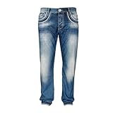  Cipo & Baxx Herren Straight Fit Jeans Simba blau W 31 L 34