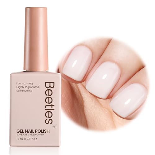 Image of Beetles Milky White Gel Nail Polish – 15ml Jelly Nude Gel Polish Base Color Nail Concealer Sheer Translucent Effect Soak Off UV LED French Nail Art Salon DIY Summer Manicure Gift for Women