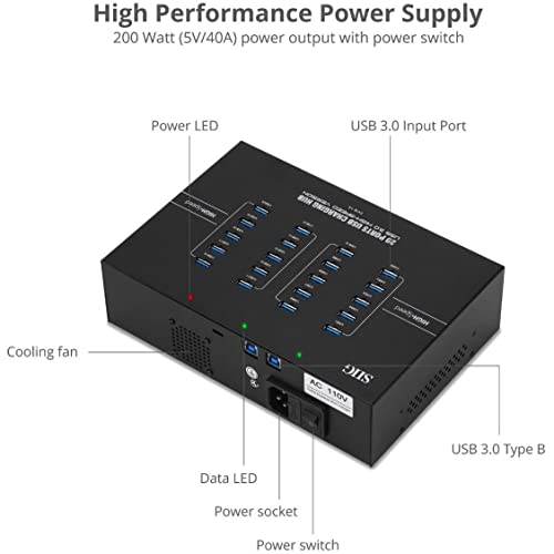 Siig Industrial Powered Usb C & Usb 3.0 Hub, Splitter, 20 Port, Powered Multiport Hub Expander For Desktop, Laptop, Tablets, Cellphone, External Hd, Keyboard And Mouse (Id-Us0611-S1) #TOP1