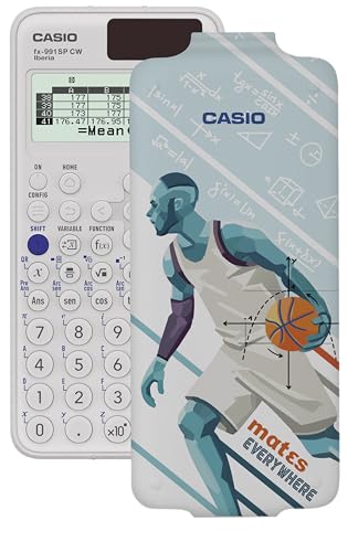 Casio FX 991SP CW   Calculadora Científica ilustrada con jugador de basquet, Recomendada para el Currículum Español y Portugués, 5 Idiomas, más de 560 Funciones, Solar, Color Blanco