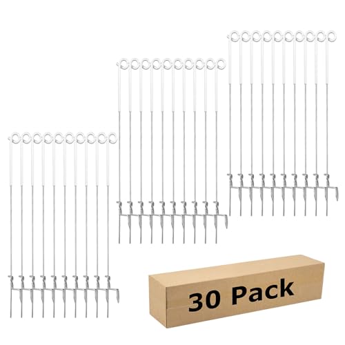 Fence Shock 30 Pack 41 Inches Systems Pig Tail Step-in Fence Post, Portable Stainless Steel Single Rope Poles/Stakes for Electric Fence, Garden, Farm, Flower Beds, Walkways, Fountains - White by FENSMILE - Used condition - US$91.73