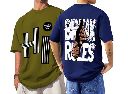 Image of AUSK Oversized T-Shirts || Printed Loose Fit Half Sleeve Tshirt for Mens