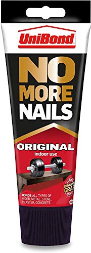 Unibond 3 X No More Nails Original, Heavy-Duty Mounting Adhesive, Strong Glue for Wood, Ceramic, Metal & More, White instant Grab Adhesive, 1 x 200ml Tube