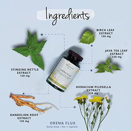 Natural Fluid Balance Vegavero® | Water Retention | 4-Month Supply | Dandelion Root, Stinging Nettle Leaf, Birch Leaf Extracts | Bloat Reduction | 120 Vegan Capsules