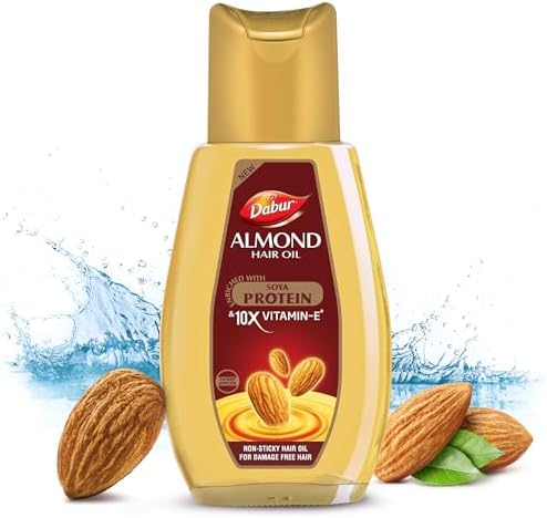 Dabur Almond Hair Oil - 190ml With Free Dabur Almond Oil 95ml | Provides Damage Protection | Non Sticky Formula | For Soft&Shiny Hair | With Almonds, Keratin Protein, Soya Protein & 10X Vitamin E