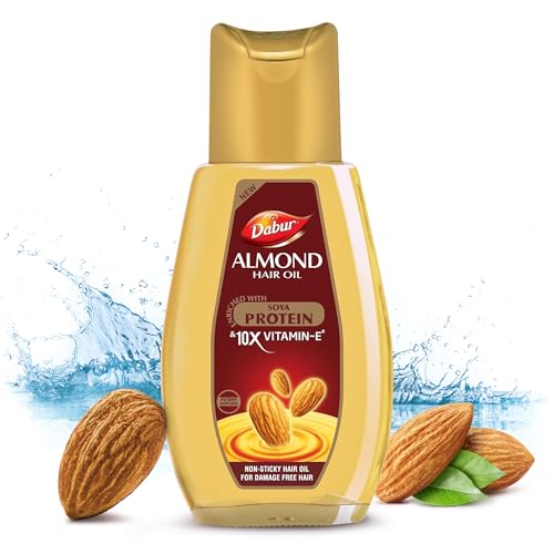Dabur Almond Hair Oil with Almonds , Soya Protein and Vitamin E for Non Sticky , Damage free Hair - 200ml