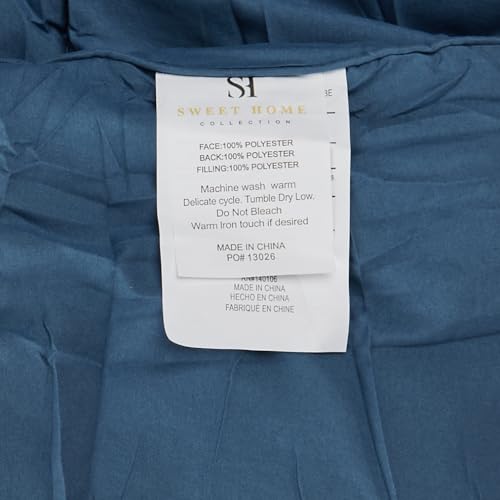 Sweet Home Collection 7 Piece Comforter Set Bag Solid Color All Season Soft Down Alternative Blanket & Luxurious Microfiber Bed Sheets, Denim, Full
