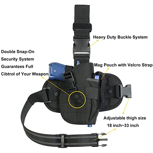 Sdtacduge Thigh Holster Drop Leg Holster Wrap Around Thigh Design Fully Adjustable And Removable Belt Hanger Strap Airsoft Holster With Magazine Pouch Thigh Pistol Gun Holster (Item2) #TOP2