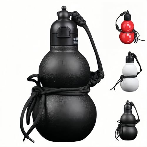 LCBXOOX 保温ボトル 580ml ひょうたんデザイン 6層断熱 保冷保温 携帯便利 316ステンレス ブラック/ホワイト/グリーン 職場 アウトドア スポーツ用 (ブラック) - LCBXOOX - 商品画像