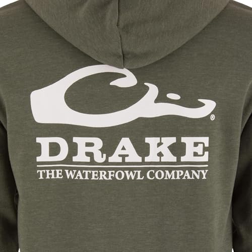 Drake Waterfowl Men's Logo Hoodie – Midweight Cotton-Poly Fleece Pullover with Jersey-Lined Hood3