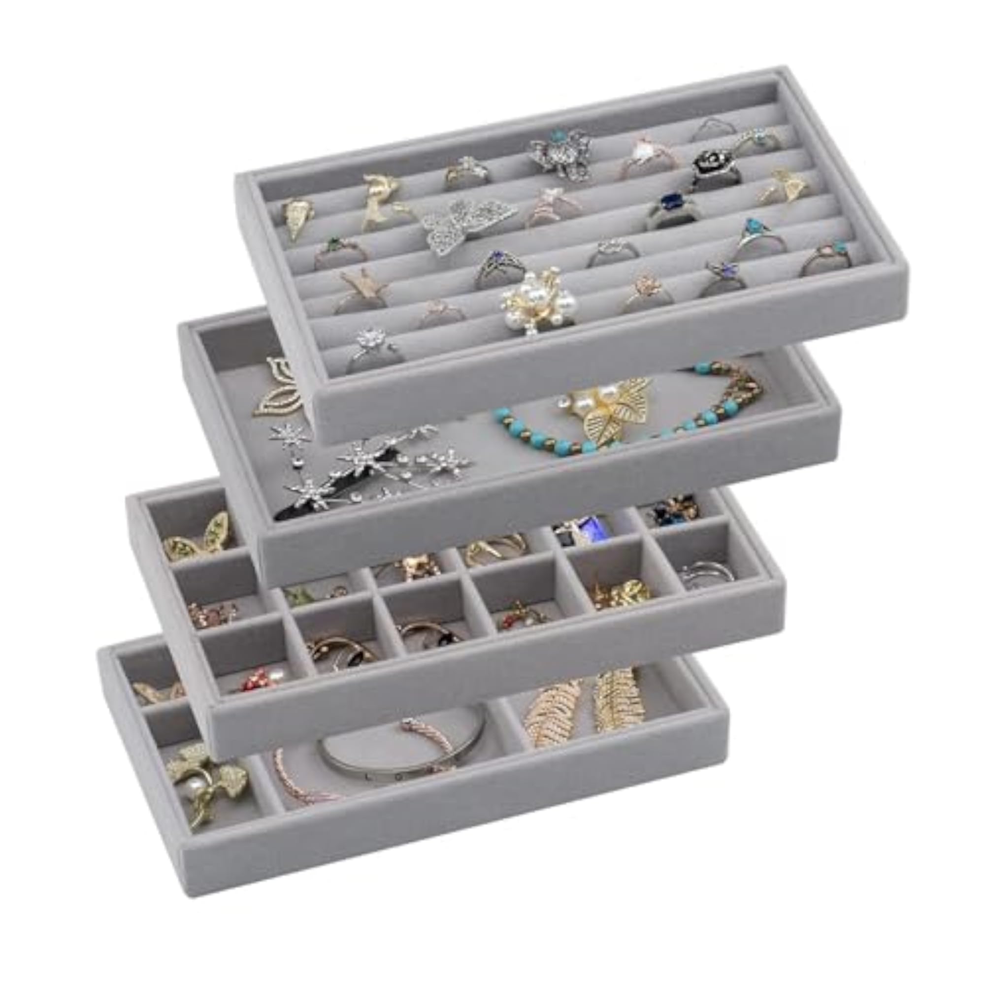 Premium Stackable Jewelry Tray, 4 Layers Organizer