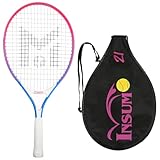 insum 21'' Junior Tennis Racket for Kids Aged 4-6 Y with Strap Bag Tennis Racquet (21inch-Red-Blue)