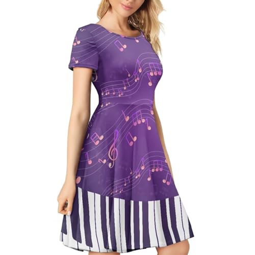 Image of POLERO Sunflower Dress for Women Floral Summer Dresses Short Sleeve Casual Sundresses Midi Dresses