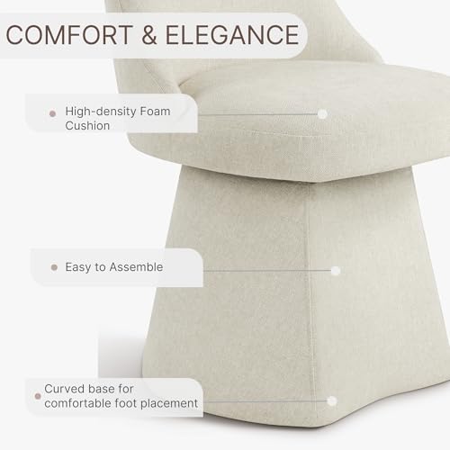 Image of KISLOT Swivel Dining Chairs Set of 2, Upholstered Mid Century Modern Deskchair with High Back, Linen Fabric Kitchen Chairs for Dining Room, Bedroom, Dressing Room, Linen
