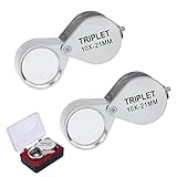 Biglumin Loupe, Loupe Bijoutier, loupe grossissante, loupe horloger, 2pcs Loupe de Bijoutier X10 Loupe de Poche Pliable Loupe Portable Loupes de Bijoutier Bijoux Loupe pour Pierres PréCieuses (10x)