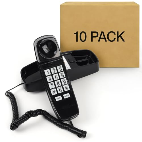 MCHEETA 10 Pack Corded Wall Phone, Landline Phones for Seniors with Large Buttons, Office Desk Phone with Adjustable Loud Volume & Lighted Keypad, Durable Basic Design for Home, Black