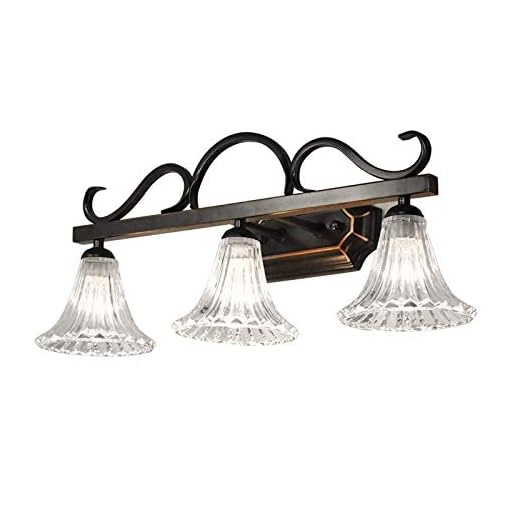 Waqihreu E14 badrumsspegel framlampa, LED 3 lampor 12 W 4000K retro sminkspegel lampor, amerikansk dekoration vägglampa med glaslampskärm, belysningsarmatur för toalettbord tvättställ, 31 cm