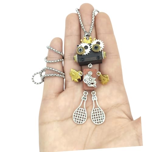 Steampunk Wooden Robot Zodiac Necklace – Handmade Punk Style Pendant for Men & Women – 12 Horoscope Signs Gift – Unique Wood Punk Goth Jewelry for Birthdays & Fashion Lovers3