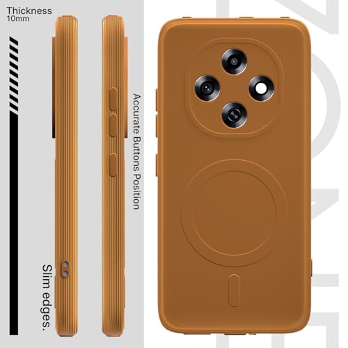 Image of Outlouders Back Cover for Oppo F31 Pro 5G Soft Matte Silicone Cover with Slim Fit | Mag-Safe Logo (Not Mag-Safe Compatible) | Shockproof | Camera Protection Bumper Case (Orange)