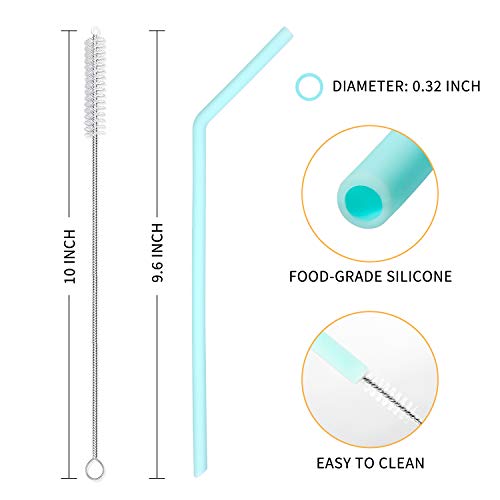Hiware 12 Pcs Reusable Silicone Drinking Straws With Travel Case - Long Drinking Straws For 30 Oz And 20 Oz Tumblers, 2 Cleaning Brushes #TOP1