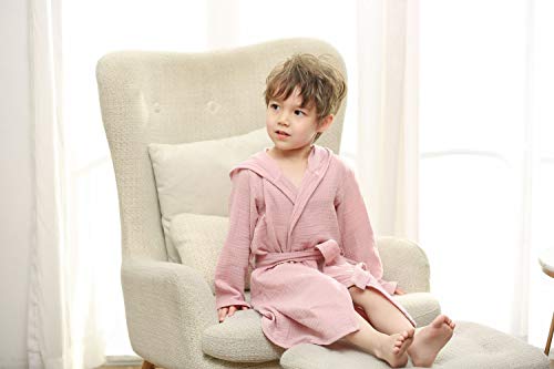 Image of TADO MUSLIN Organic Cotton Toddler Bathrobe, Soft and Breathable Baby Robe for Kid, Boy& Girl Hooded Robe Muslin