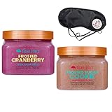 Tree Hut Frosted Sugar Cookie Shea Sugar Scrub with Frosted Cranberry Shea Sugar Scrub Bundled with Beauty Patooty Sleep Mask