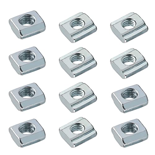 Yinpecly M5 Sliding T Slot Nuts Hammer Head Fastener Nut M5 Half Round Roll in T-Nut for 20×20 Series Aluminum Extrusion Profile Construction Industry, Pack of 12