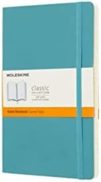 Moleskine Classic Ruled Paper Notebook - Soft Cover and Elastic Closure Journal - Color Reef Blue - Large 13 x 21 A5 - 192 Pages