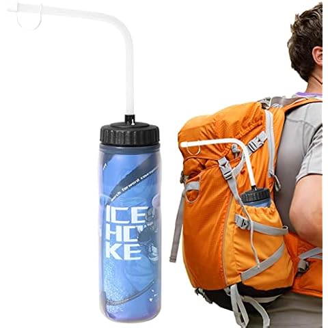 Hemousy Hockey Water Bottle, 600ml Squeezable Plas tic Water Bottle with Long Straw and Spray Cap, Outdoor Gear Straw Cycling Water Cup For Baseball Gym Yoga Sports Boxing Football Cover