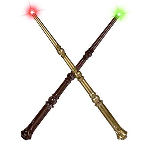 ShinySong Light Up Wizard Magic Wand with Sounds & 4 Lightings - 2 PCS Illuminating Witch Toy Wands for Kids Cosplay Party Favors, Hive - Brown Golden by ShinySong - Used condition - US$8.78