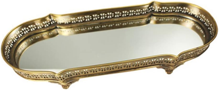 FMURY Brass Hollow Frame Oval Storage Tray Dining Table Cosmetics Jewelry Storage Fruit Tray Desktop Wedding Decoration