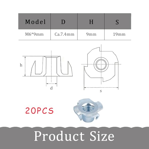 20 Stück Einschlagmuttern M6,Einschraubmutter,Einziehmuttern,Gewindeeinsatz,Gewindehülse,Einschlaghülse,Spezial Einschlagmutter,Zackenmutter,Schlagmuttern Kohlenstoffstahl Mit Einschlagspitzen