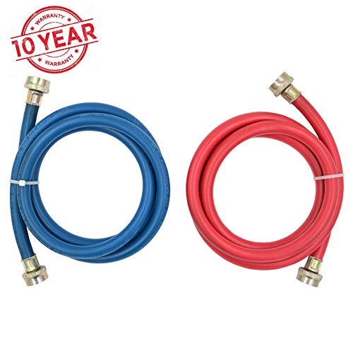 Washing Machine Hoses Rubber, Hot and Cold Color Coded Water Supply Line by TT FLEX, 3/4"FHT by 3/4"FHT 4FT,2 Pack