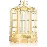 OWOHYG Cage à oiseaux ronde de grande capacité, faite à la main, de luxe, portable, cage pour oiseaux de petite et moyenne taille, cage