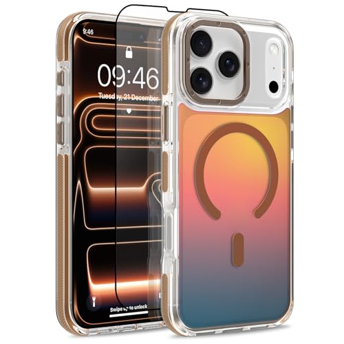 Image of Magnetic Case for iPhone 17 Pro Max [Compatible with Magsafe] [Cute Fashion Fluorescent Design] [1 Screen Protector] Slim Translucent Matte Case for iPhone 17 Pro Max 6.9 inch 2025, Desert