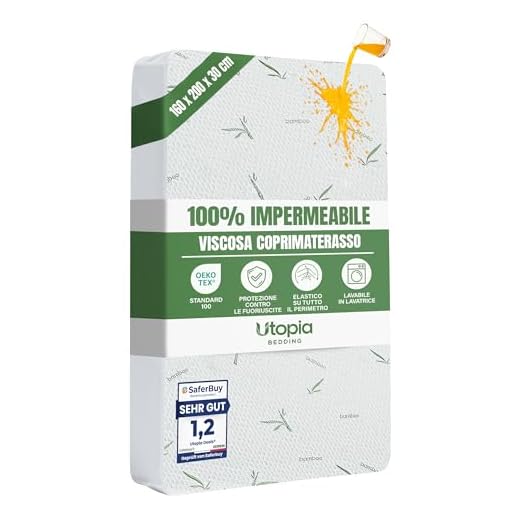 Utopia Bedding Coprimaterasso Matrimoniale Impermeabile 160 x 200 x 30 cm, Certificato OEKO-TEX, Proteggi Materasso, Traspirante, Lavabile, Stile Montato Tutto Intorno Elastico