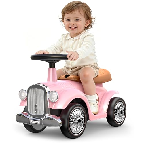 Spielzeug ab 1-3 Jahre: Rutscher mit Stauraum unter dem Sitz – Rutschauto mit Lenkrad & Hupe, Schiebeauto für Innen- und Außenbereich Mädchen & Jungen (Rosa)