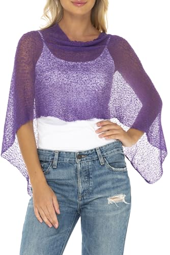 Image of SHU-SHI Womens Sheer Knit Poncho Shrug Lightweight Cover Up One Size Fits Most