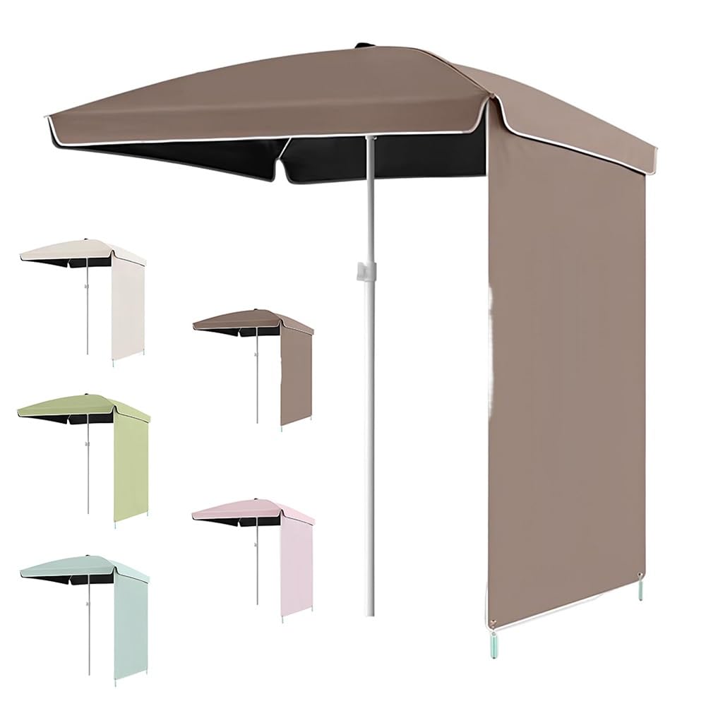 Ombrellone portatile da esterno color albicocca da 160 cm con tenda parasole per spiaggia, giardino, piscina, mercato, tavolo