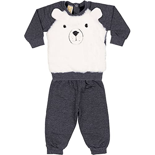 Conjunto Moletom Bebê Menino Calça e Blusa Urso Pelo (P)