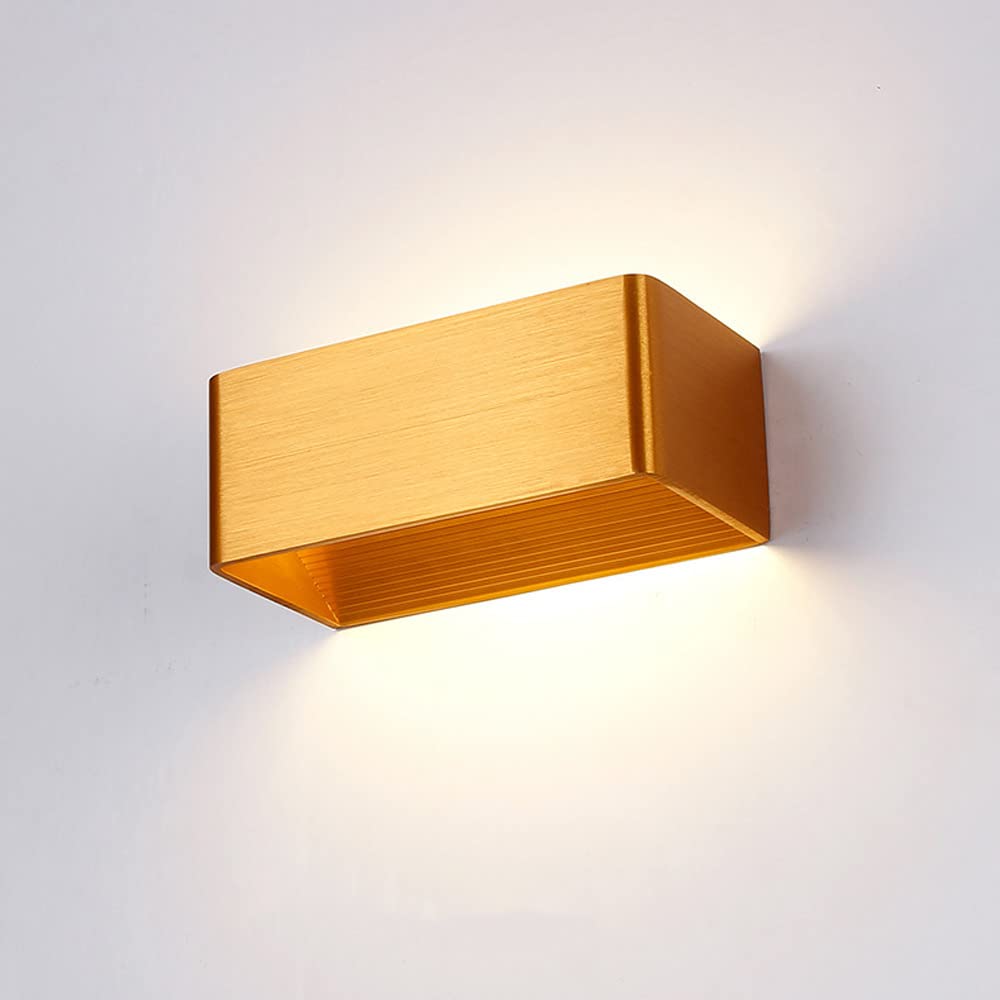 SXSCARKX Modern Wall Wash Light LED Sconce Up Down Lamp, Indoor Mount Lighting Fixtures, 5W Bedroom Bedside Mounted Lamps, Living Room Stair Hallway Decor Sconces (Color : Gold-3000k)