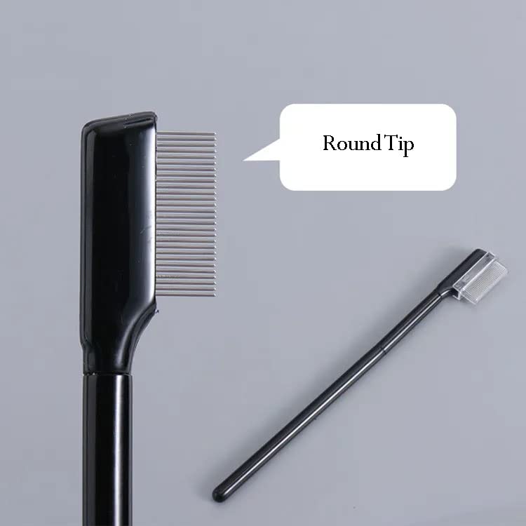 Eyelash,Eyebrow or lashes Comb Brush Separator Mascara Applicator, Mascare Brushes with Metal Teeth,Reuseable Mascara Wands, Lash Separator Tool for Eyelashes Extension,Definer Eye Makeup Cosmetic,Mascara Brushes Tool with Comb Cover (5 Pack)