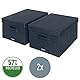 Leitz Aufbewahrungsbox mit Deckel aus Stoff, 2er-Set Organisationsboxen, Universell, faltbar & umweltfreundlich, Organizer für Büro, Haushalt, Schule oder als Sofa Organiser, Grau, Mittel, 61440089