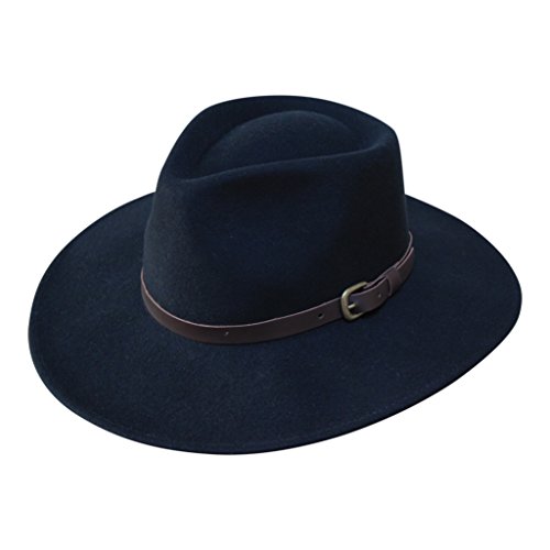 Image of B&S Premium Lewis - Wide Brim Fedora Hat - 100% Wool Felt - Water Resistant - Leather Band