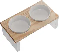 Comedouro Elevado CozyNook 2 Tigelas em Cerâmica Para Cães e Gatos Base Metálica Design Sofisticado