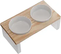 Comedouro Elevado CozyNook 2 Tigelas em Cerâmica Para Cães e Gatos Base Metálica Design Sofisticado