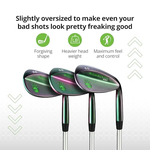 BombTech Premium Golf Wedge Set 52 56 60 Degree Max Spin